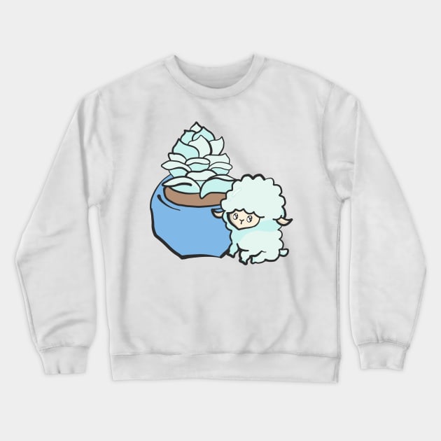 Succulent Sheep - Blue Crewneck Sweatshirt by jenartfart